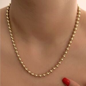 14K Gold Plated Bead Ball Chain Necklace | Waterproof & Rhodium Finish